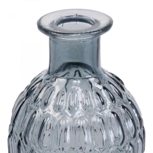 Floristik24 Kleine glazen vaas vaas honingraat glas blauw grijs H20cm 6st