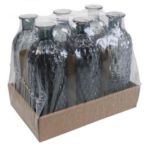 Floristik24 Kleine glazen vaas vaas honingraat glas blauw grijs H20cm 6st