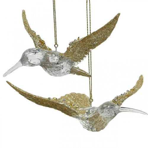 Artikel Kerstboom ornamenten vogel kolibrie hanger 11,5/14cm set van 2