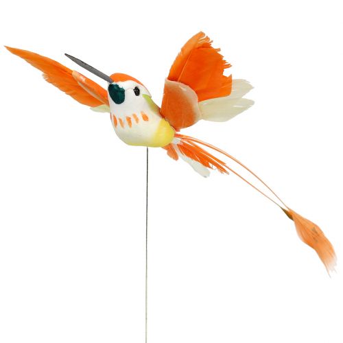 Floristik24 Kolibrie op de draad om in te pluggen Roze, Oranje 17cm 6st