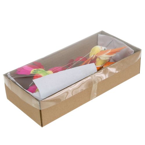 Floristik24 Kolibrie op de draad om in te pluggen Roze, Oranje 17cm 6st