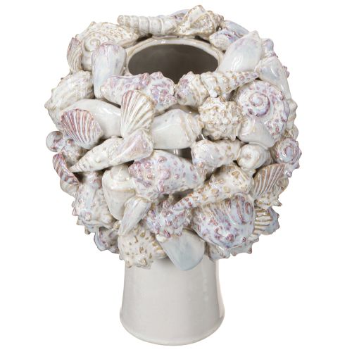 Artikel Keramische hoofdvaas met schelpen - Mediterrane decoratieve buste voor planten en bloemen 25cm