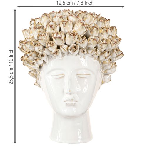 Artikel Hoofdvaas Keramiek Vaas met Rozen Wit Bruin Ø19cm H2.5cm