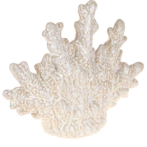 Koraaldecoratie keramiek maritieme tafeldecoratie beige H14,5cm