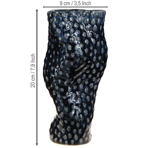 Artikel Koraal decoratieve vaas keramiek blauw beige gebogen H20cm