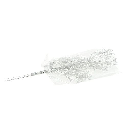 Floristik24 Koraaltak met mica wit L32cm 3st