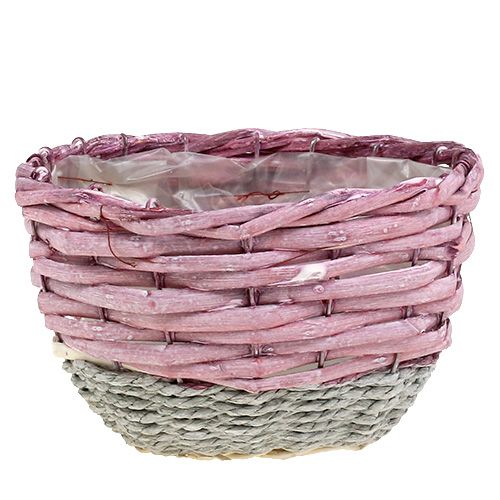 Floristik24 Mand rond set van 3 Ø14cm - 24cm roze, naturel