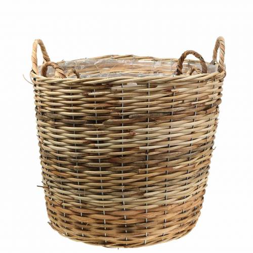 Floristik24 Rieten mand met handvatten bruin Ø48 / 43/37 / 33cm set van 4 plantenbakdecoratie