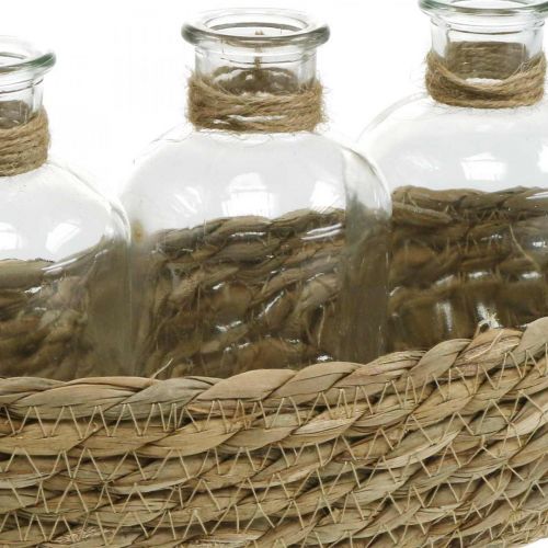 Artikel Decoratieve mand met 3 flessen tafeldecoratie zeegras naturel 22×11.5×14cm