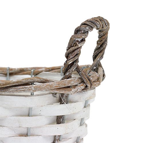 Floristik24 Mand met handvatten ovaal naturel, wit 20 x 14 cm