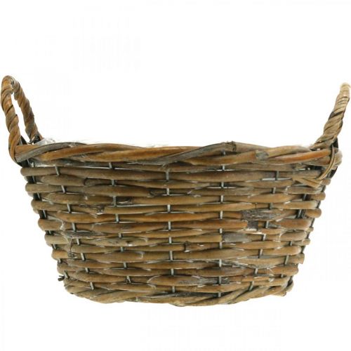 Artikel Plantenbak, mand met handvatten Shabby Chic Naturel, white washed H14cm Ø30cm