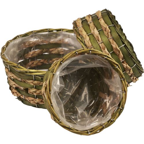 Floristik24 Mand plantenmand gevlochten groen 30×24/26×20/22×15cm set van 3