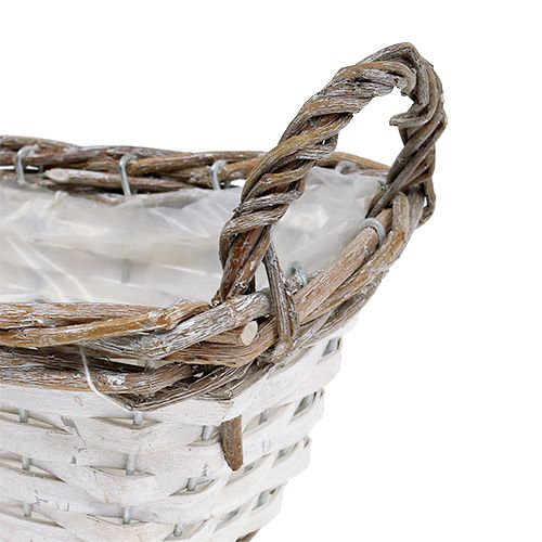 Floristik24 Vierkante mand met handvatten naturel wit 22 x 14cm