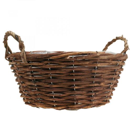 Floristik24 Gevlochten mand met hengsels Plantenmand Siermand Ø29×H13cm