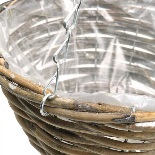 Floristik24 Schaal om op te hangen, mand om te planten naturel, gewassen wit H13cm Ø25cm