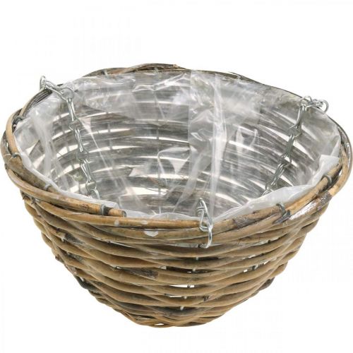 Floristik24 Schaal om op te hangen, mand om te planten naturel, gewassen wit H13cm Ø25cm