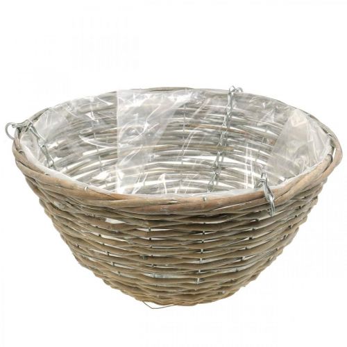 Floristik24 Bloemmand om op te hangen, plantenbak gevlochten natuur, gewassen wit H17cm Ø35cm