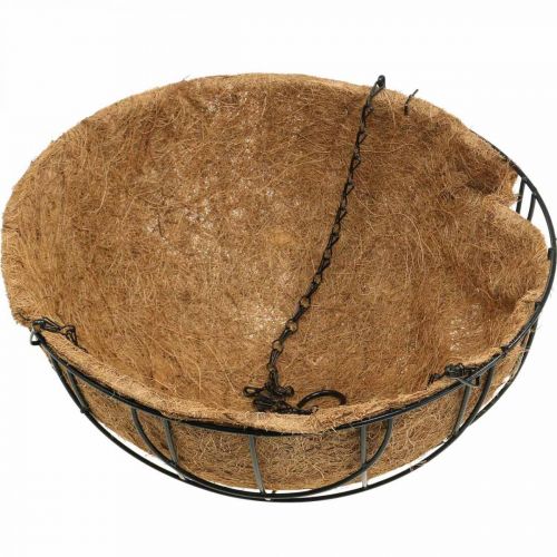 Floristik24 Plantenschaal om op te hangen, hanging basket kokosvezels, metaal naturel, zwart H16.5cm Ø35cm