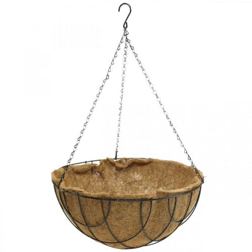 Hangmand, plantenschaal van kokosvezel metaal naturel, zwart H20,5cm Ø40,5cm