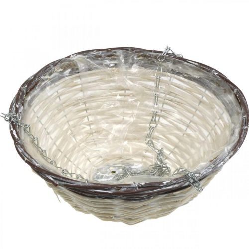Artikel Hangmand, plantenschaal om op te hangen wit, bruin, shabby chic Ø31.5cm