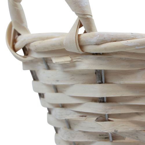 Artikel Mand met handvatten Chipmand plantenmand gewit Ø18cm H12cm
