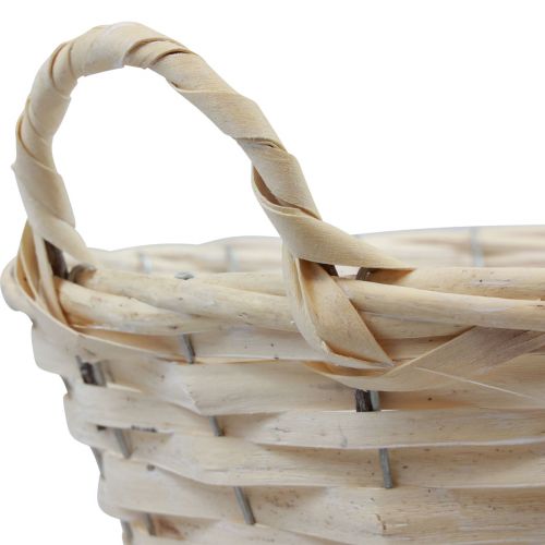 Artikel Mand met handvatten Chipmand plantenmand gewit Ø35cm H15cm