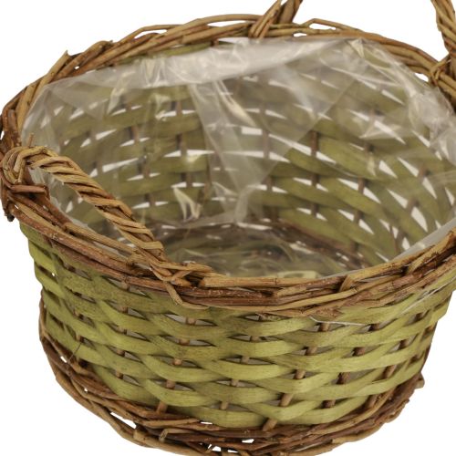 Artikel Mand rond geweven plantenmand met handvatten groen Ø24cm H17cm