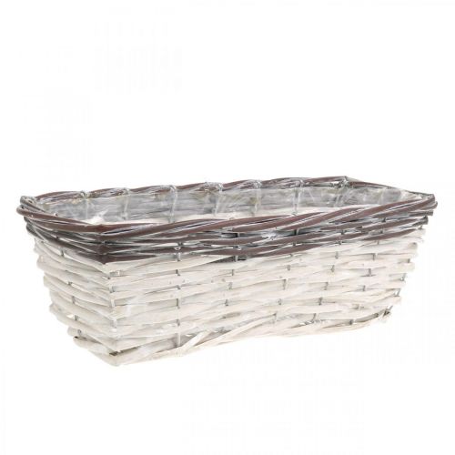 Siermand wit, bruine plantenpot two-tone 32×13.5×9.5cm