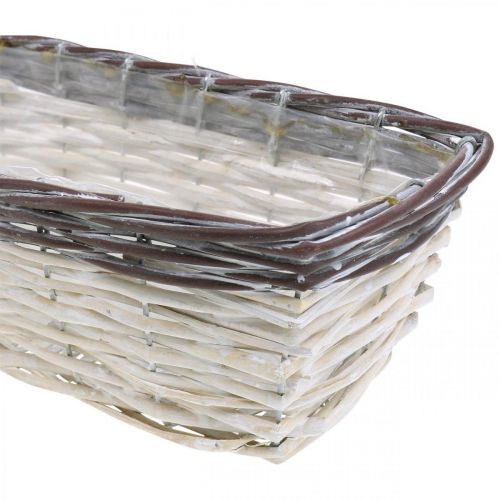 Siermand wit, bruine plantenpot two-tone 32×13.5×9.5cm