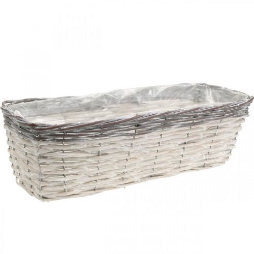 Floristik24 Geweven Mand Wit, Bruin Plantenmand 41×17×12.5cm