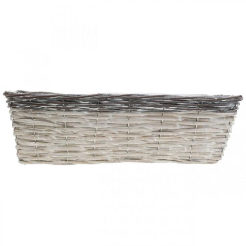Artikel Geweven Mand Wit, Bruin Plantenmand 41×17×12.5cm