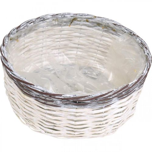 Artikel Siermand rond wit, bruin gevlochten plantenmand Ø29cm