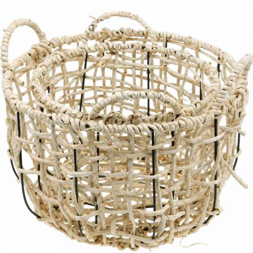 Artikel Rieten mand van zeegras, siermand, opbergmand, handvatmand rond Ø36/28 set van 2