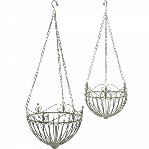 Floristik24 Bloemenmand decoratieve plantenmand roest white wash metaal Ø28/22cm set van 2