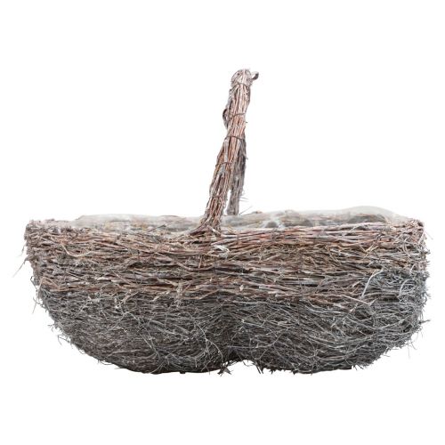 Mand met handvat plantenmand whitewashed 40/34/27cm set van 3