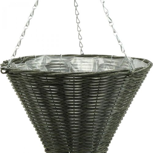 Floristik24 Mand licht kegeltas grijs Ø35cm H37cm