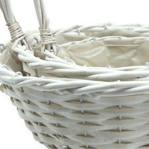 Floristik24 Mandenset x 3 met handvatten rond wit Ø18, 23, 29cm