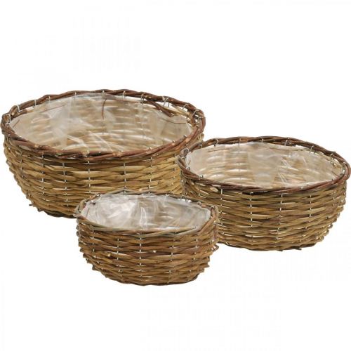 Mandschaal naturel plantenmand rieten mand Ø21.5/26/Ø31cm set van 3