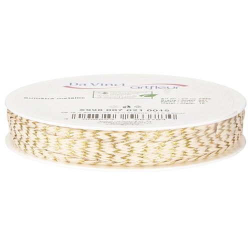 Artikel Koord katoen goud en crème katoenen lint 7mm 15m