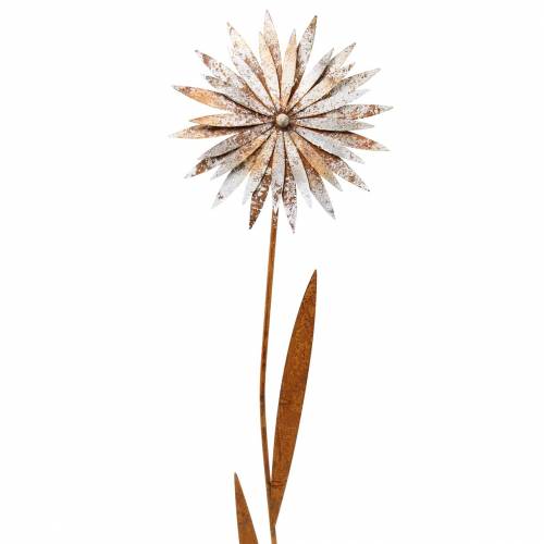 Floristik24 Tuinplug korenbloem patina metaal wit Ø18cm H88cm