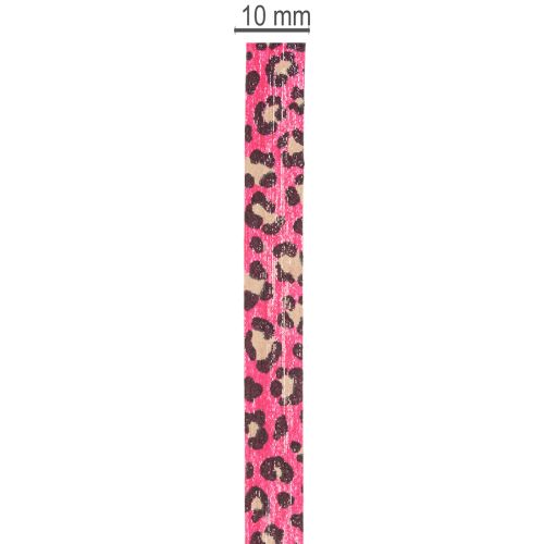 Decoratief lint met luipaardprint, roze, krullint voor het inpakken van cadeaus en knutselen, 10 mm, 100 m | Floristik24.nl