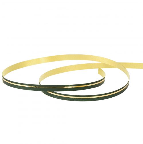 Artikel Krullint cadeaulint groen met gouden strepen 10mm 250m