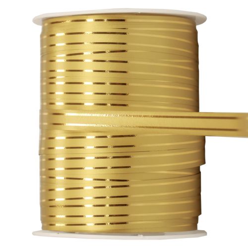Floristik24 Krullint cadeaulint goud met gouden strepen 10mm 250m