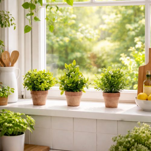 Artikel Kunstplant in een bloempot met realistische textuur voor binnengebruik en decoratie, 18 cm, 3 stuks