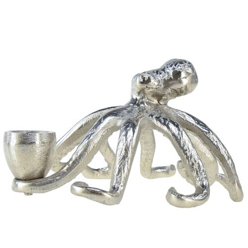 Floristik24 Maritieme decoratieve kandelaar octopus metaal zilver Ø14cm H9cm