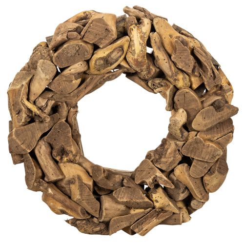 Decoratieve krans gemaakt van natuurlijke houtstukken, rond, 35 cm kopen | Floristik24.nl