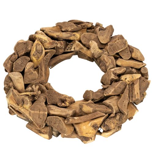 Decoratieve krans gemaakt van natuurlijke houtstukken, rond, 35 cm | Floristik24.nl