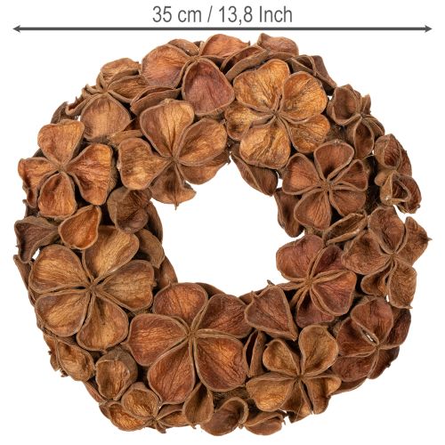 Krans van gedroogde lotusbloemen, decoratieve deurkrans, 35 cm | Floristik24.nl