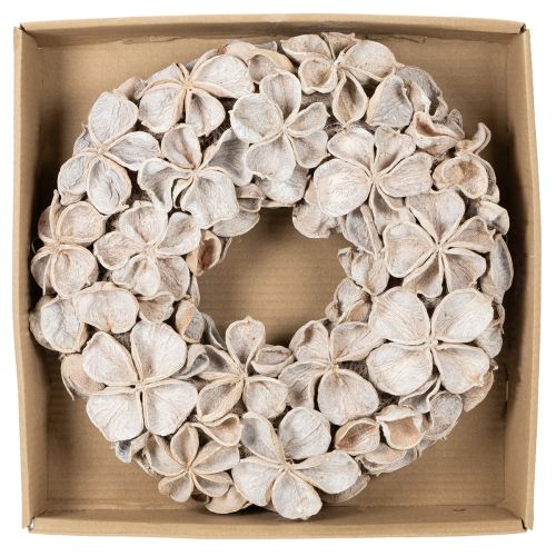 Krans met lotusbloesem, natuurlijke decoratie, gedroogde bloemen, 35 cm | Floristik24.nl