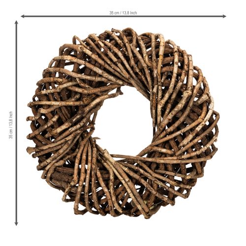 Krans gemaakt van natuurlijke takjes, ronde rotankrans om zelf te maken, 35 cm | Floristik24.nl